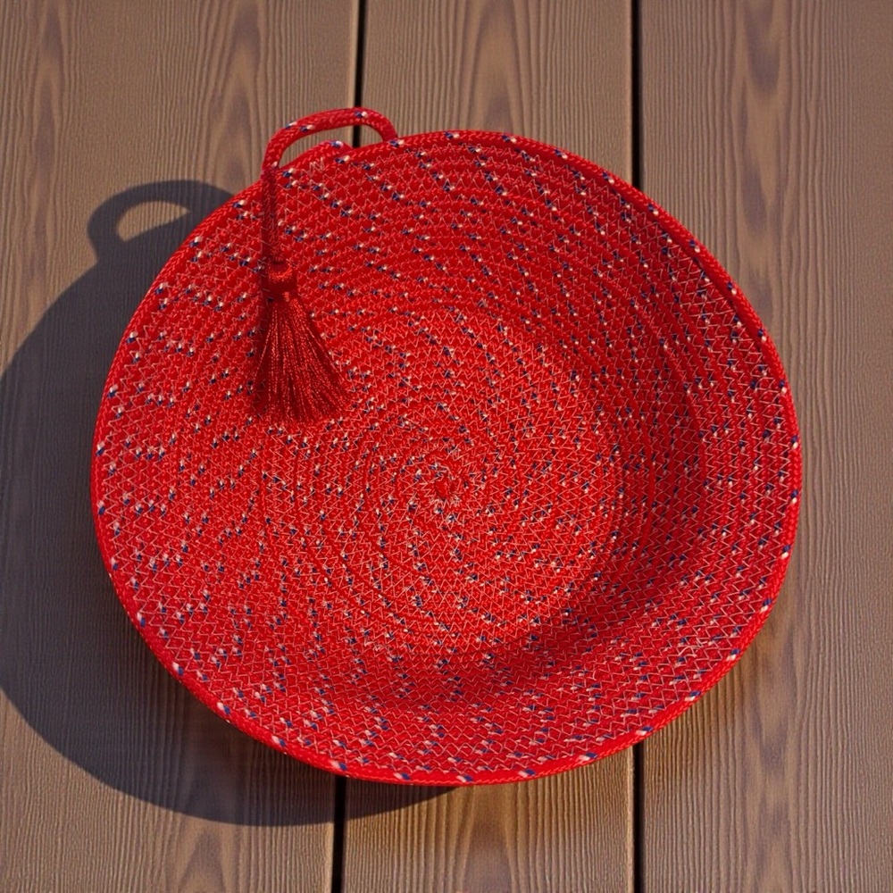 Purse bowl- Red Woven Basket with Tassel - Picture 2 of 3